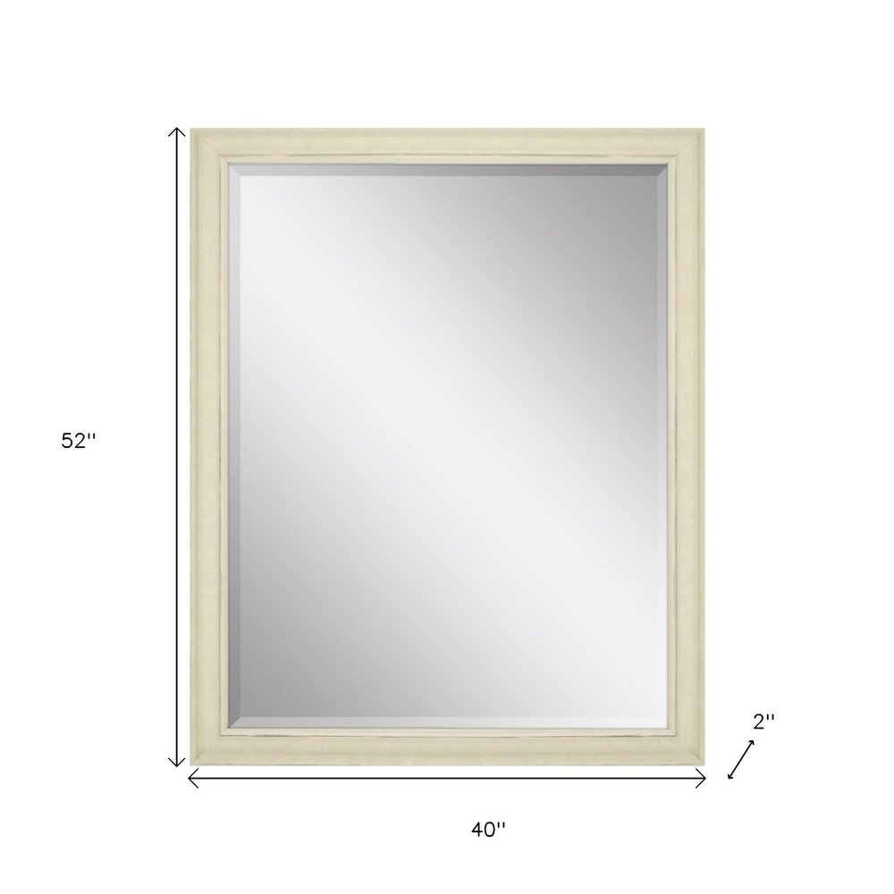 52" Ivory Distressed Wood Framed Accent Mirror