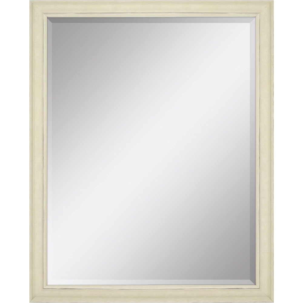 52" Ivory Distressed Wood Framed Accent Mirror