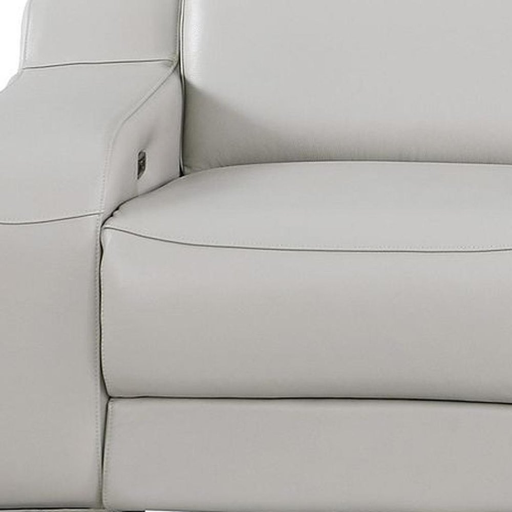 103" Beige Italian Leather Reclining USB Sofa