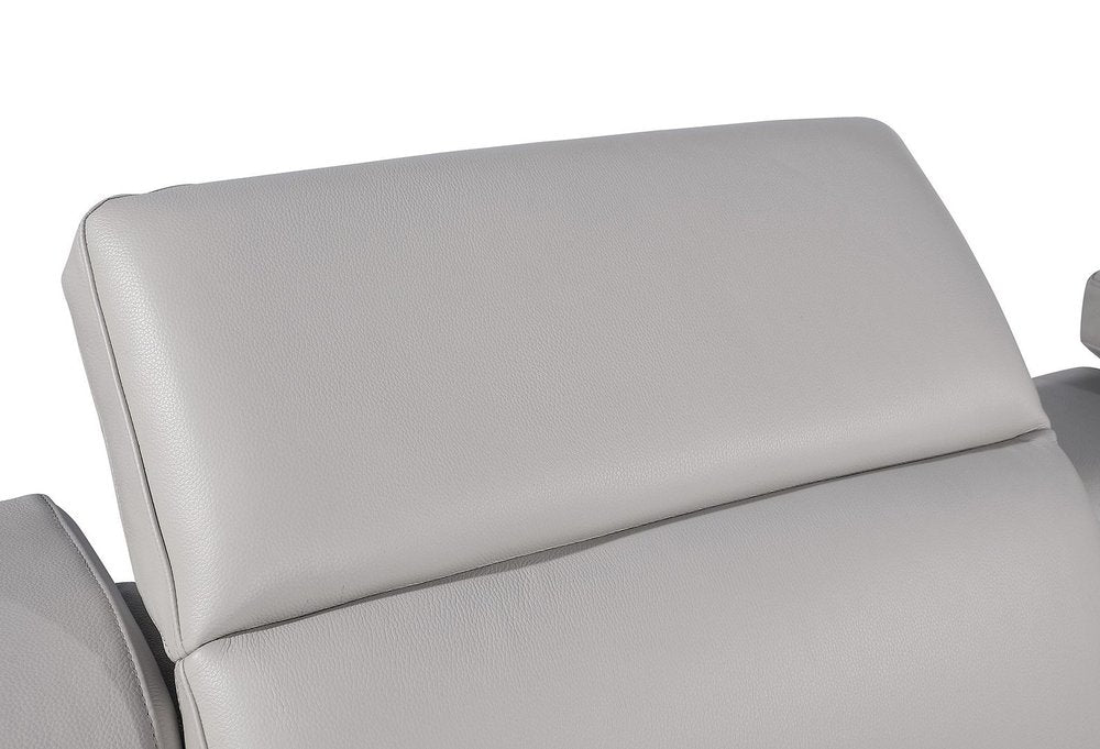 103" Light Gray Italian Leather Reclining USB Sofa