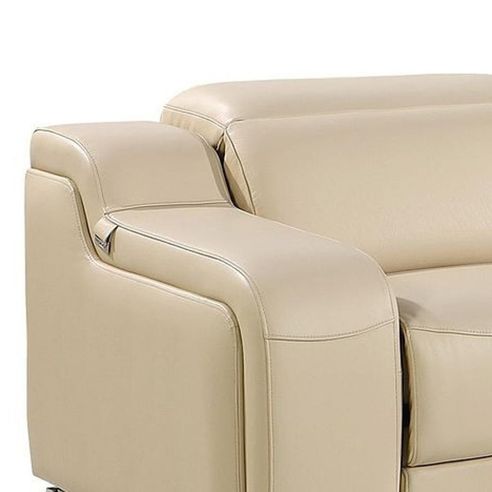169" Light Gray Italian Leather Reclining USB Sofa