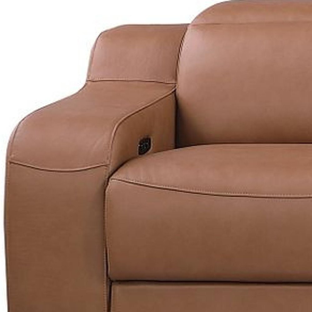 169" Light Gray Italian Leather Reclining USB Sofa