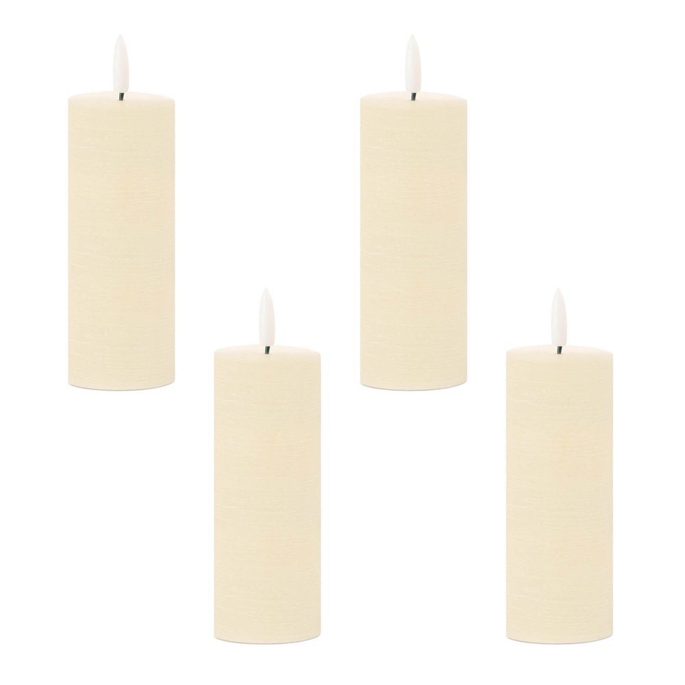 Set of Four Ivory Unscented Candle Flameless Pillar Candles
