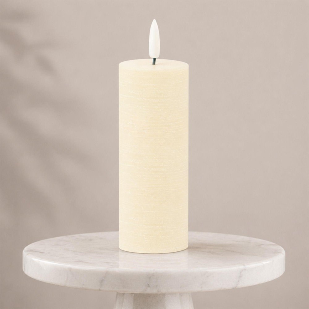 Set of Four Ivory Unscented Candle Flameless Pillar Candles