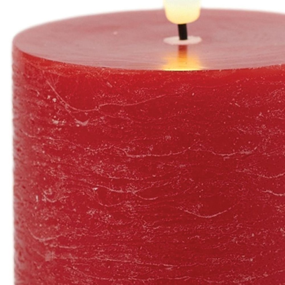 Set of Two Red Unscented Candle Flameless Pillar Candles