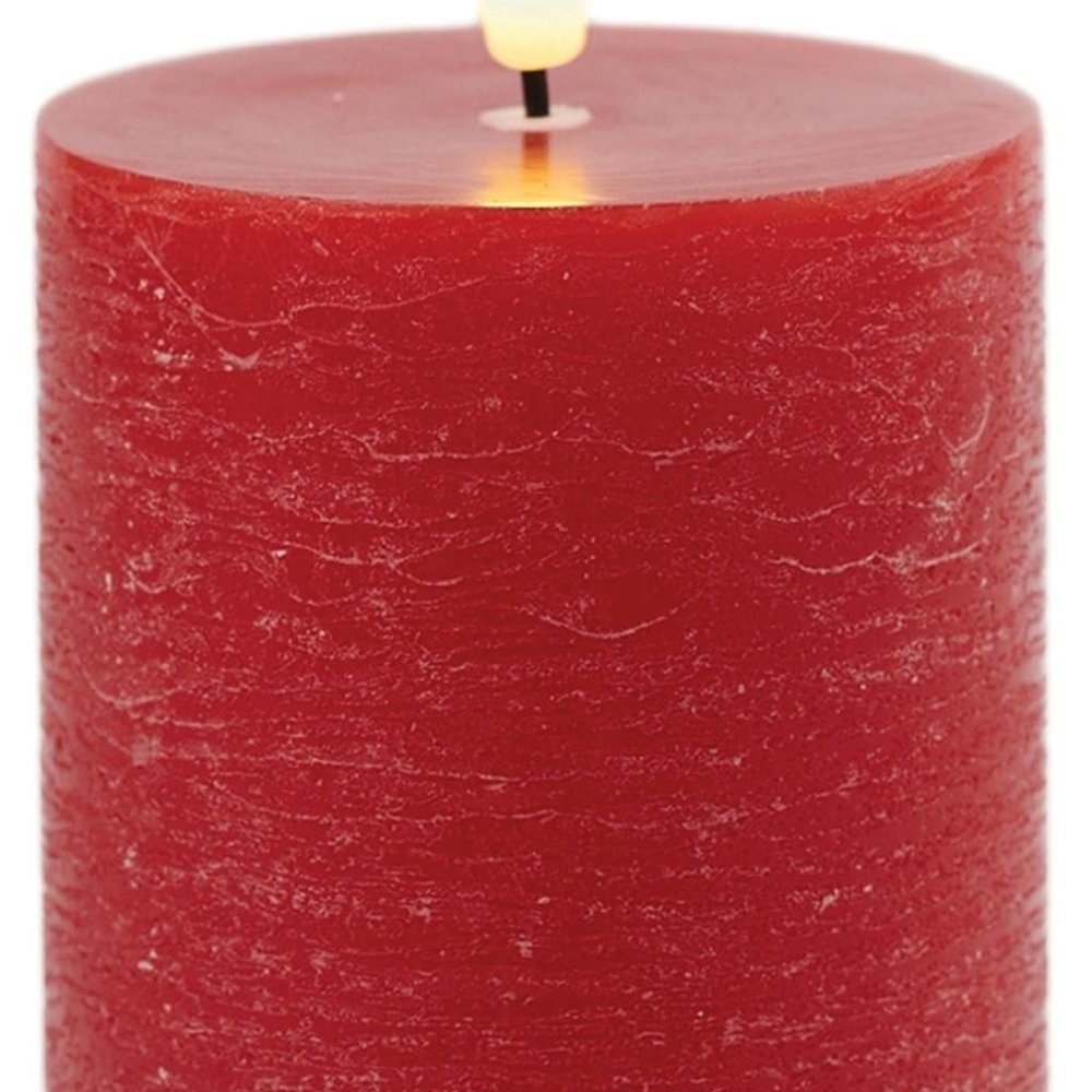 Set of Two Red Unscented Candle Flameless Pillar Candles