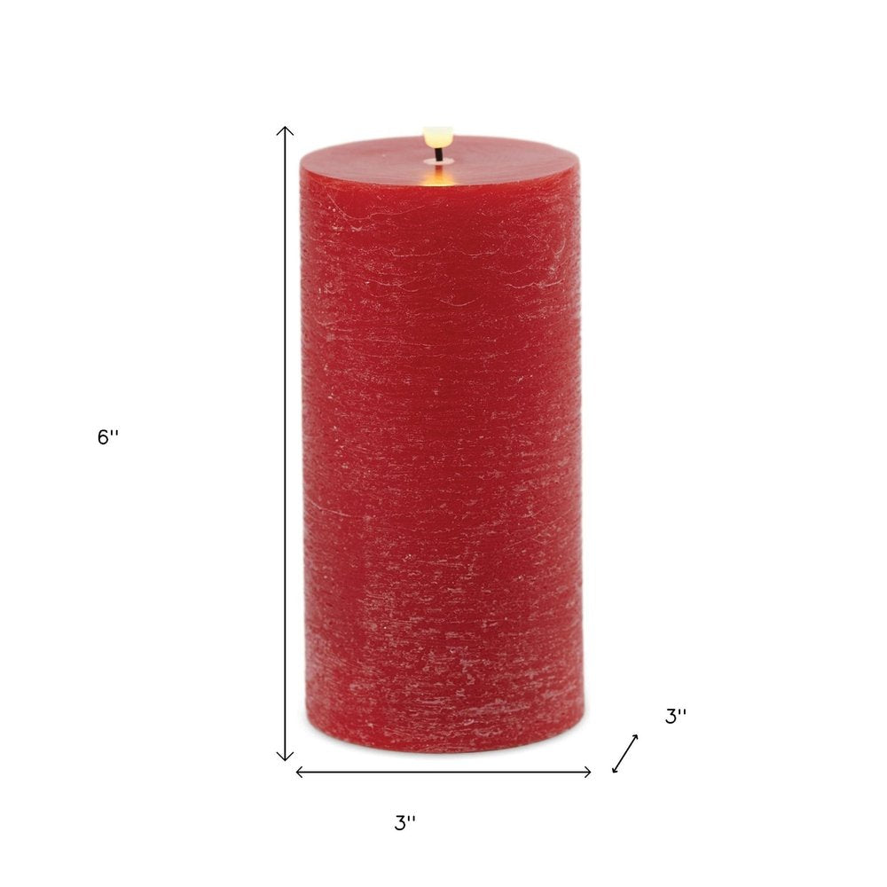 Set of Two Red Unscented Candle Flameless Pillar Candles
