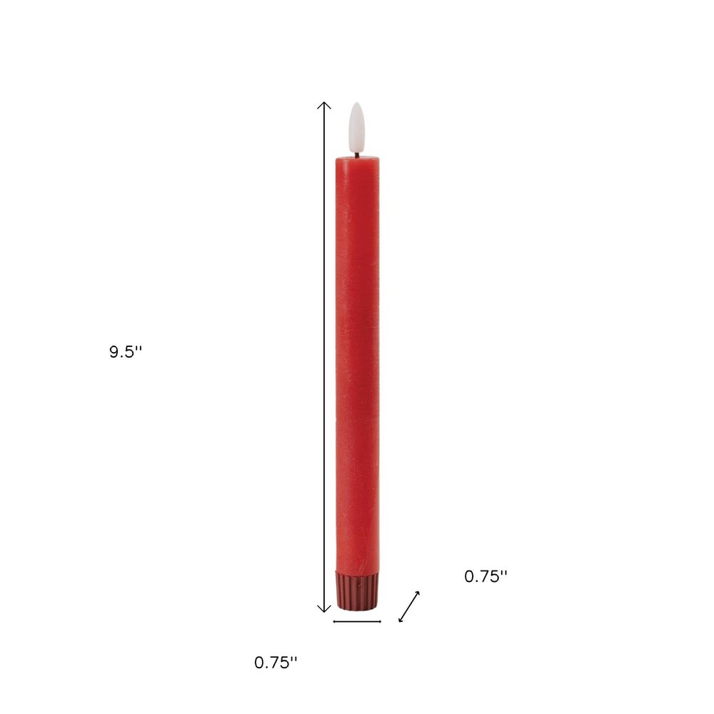 Set of Two Red Unscented Flameless Candle Taper Candles