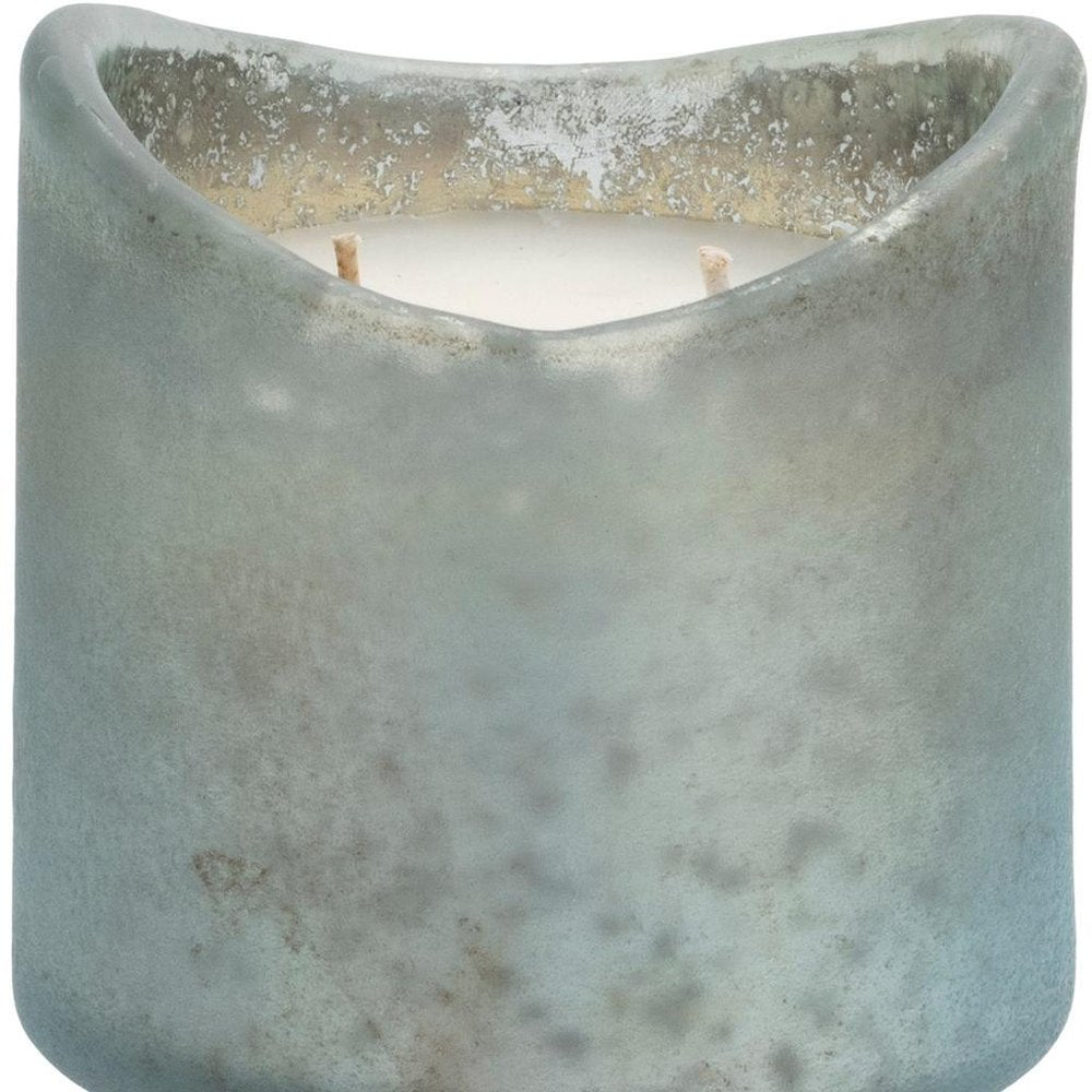 Set of Two White Currant Scented Two Wick Candles In Frosted Glass Holders