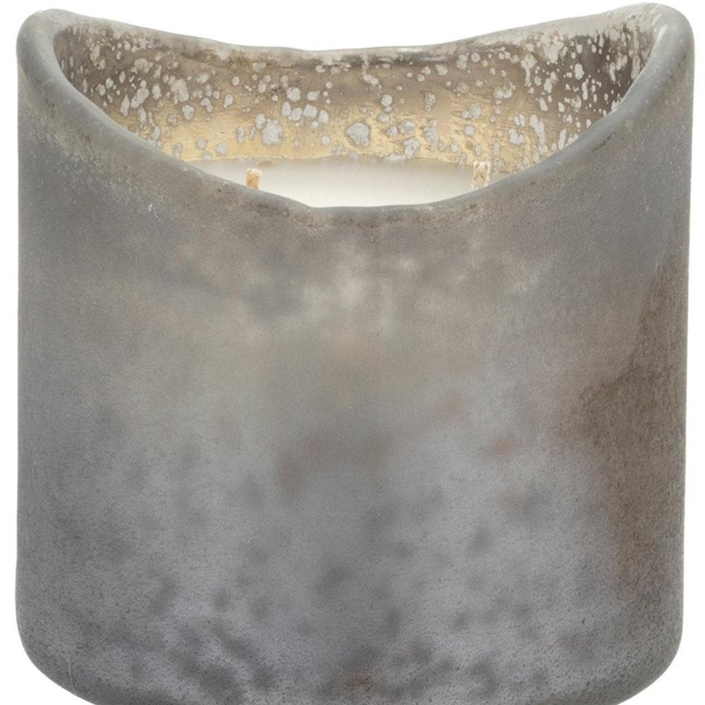 Set of Two White Currant Scented Two Wick Candles In Frosted Glass Holders