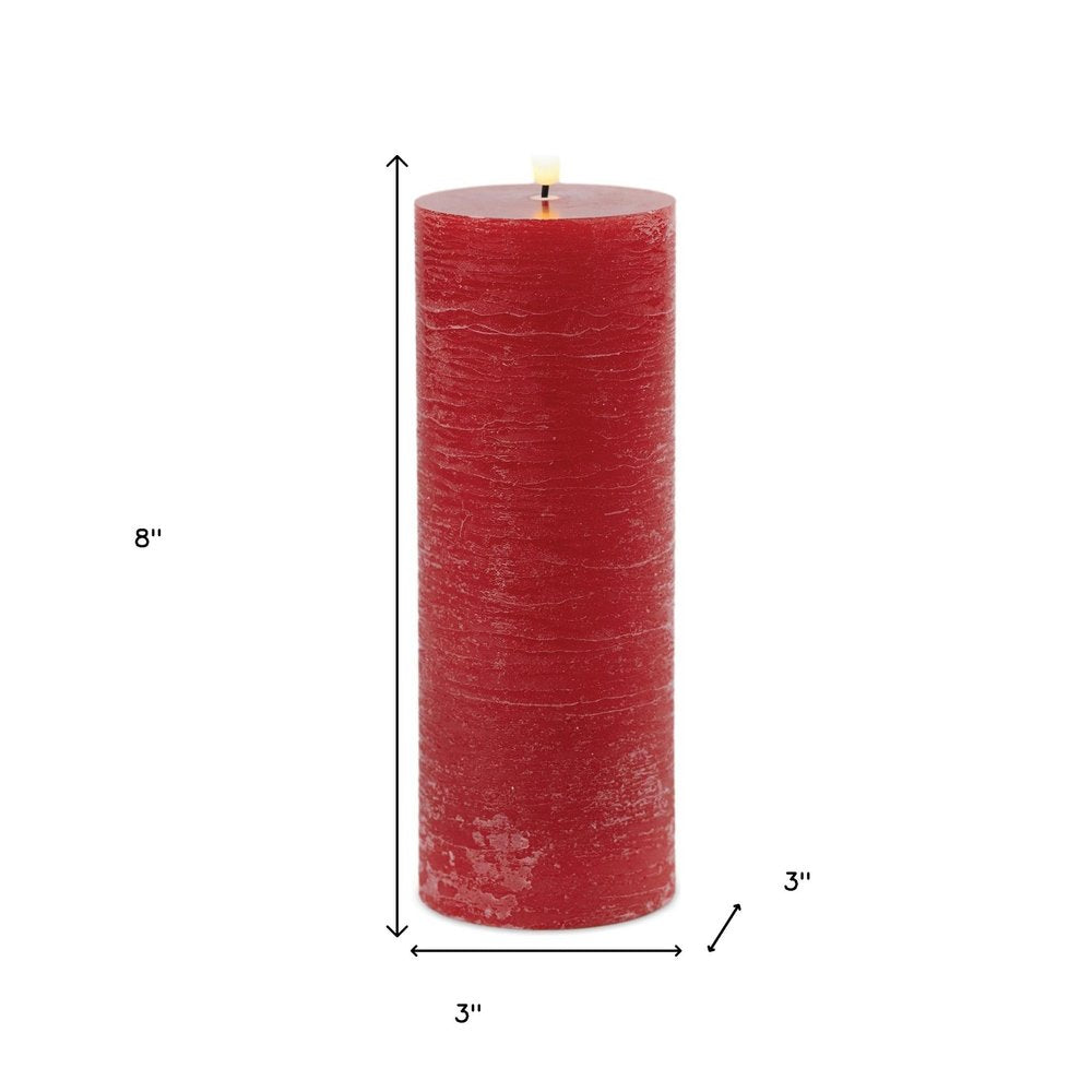 Set of Two Red Unscented Candle Flameless Pillar Candles