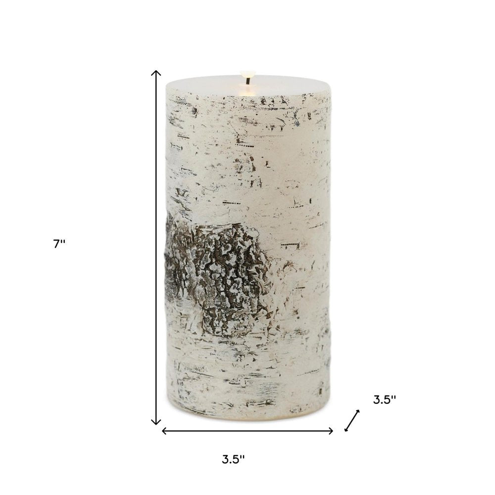 Set of Two Brown And Off White Unscented Candle Flameless Pillar Candles