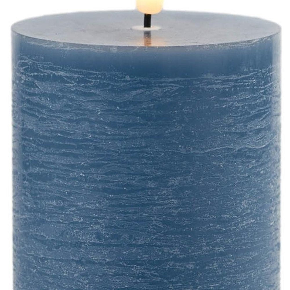 Set of Two Blue Unscented Candle Flameless Pillar Candles