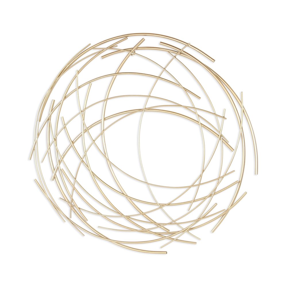 26" X 26" Gold Abstract Metal Circle Hanging Dimensional Sculpture
