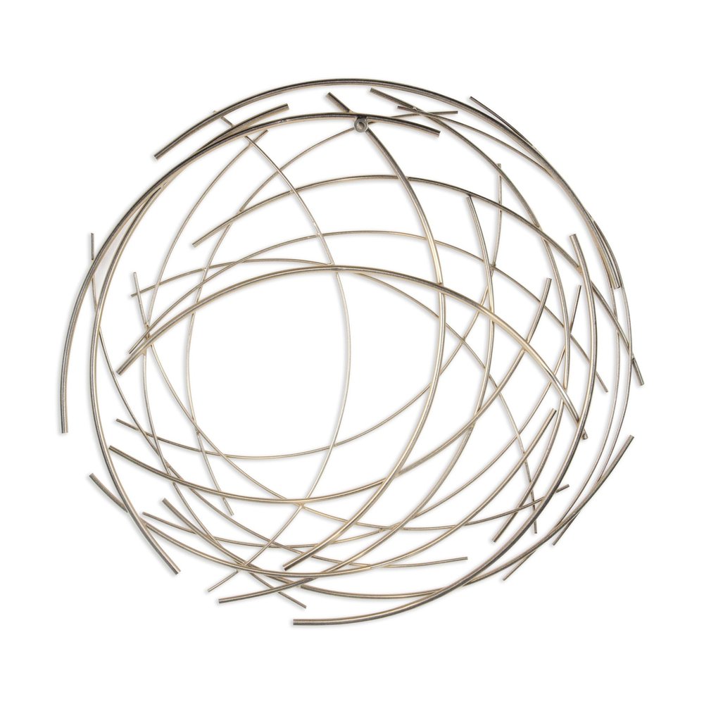 26" X 26" Gold Abstract Metal Circle Hanging Dimensional Sculpture