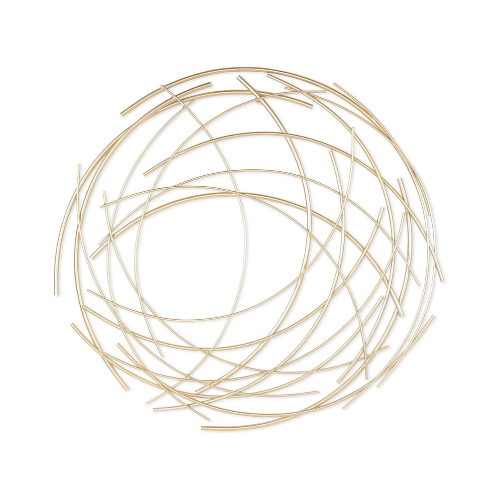 26" X 26" Gold Abstract Metal Circle Hanging Dimensional Sculpture