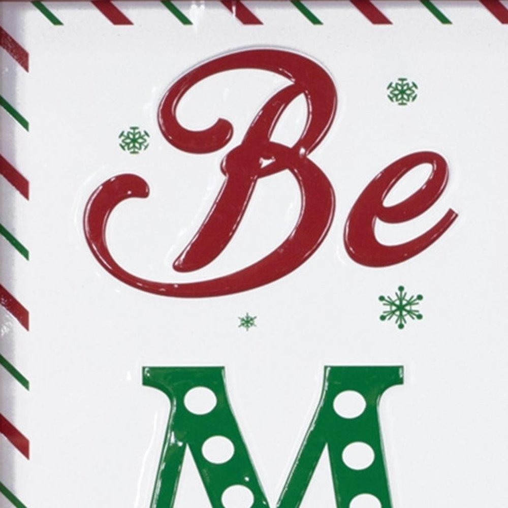 30" X 9" Green Red And White Christmas Be Merry Iron Hanging Wall Decor