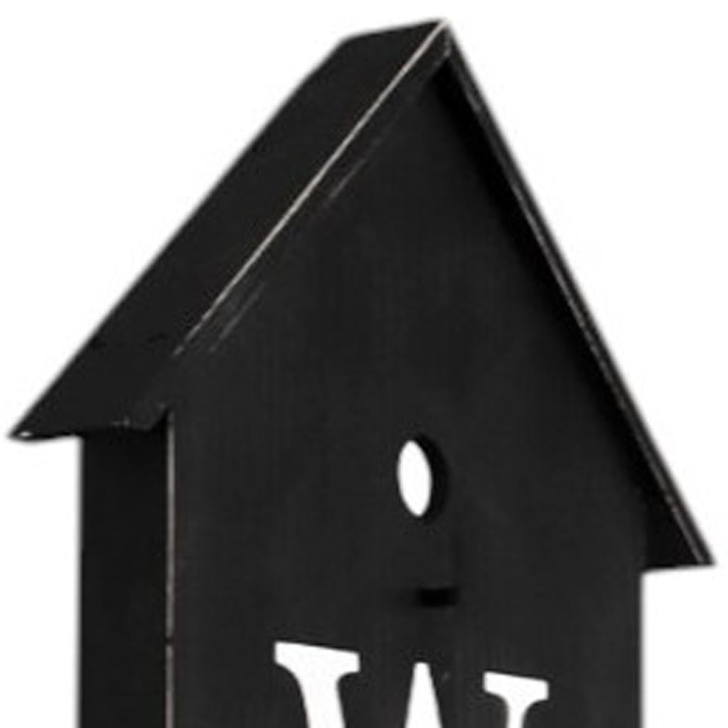 48" Black And White Solid Wood Birdhouse Welcome Porch Sign