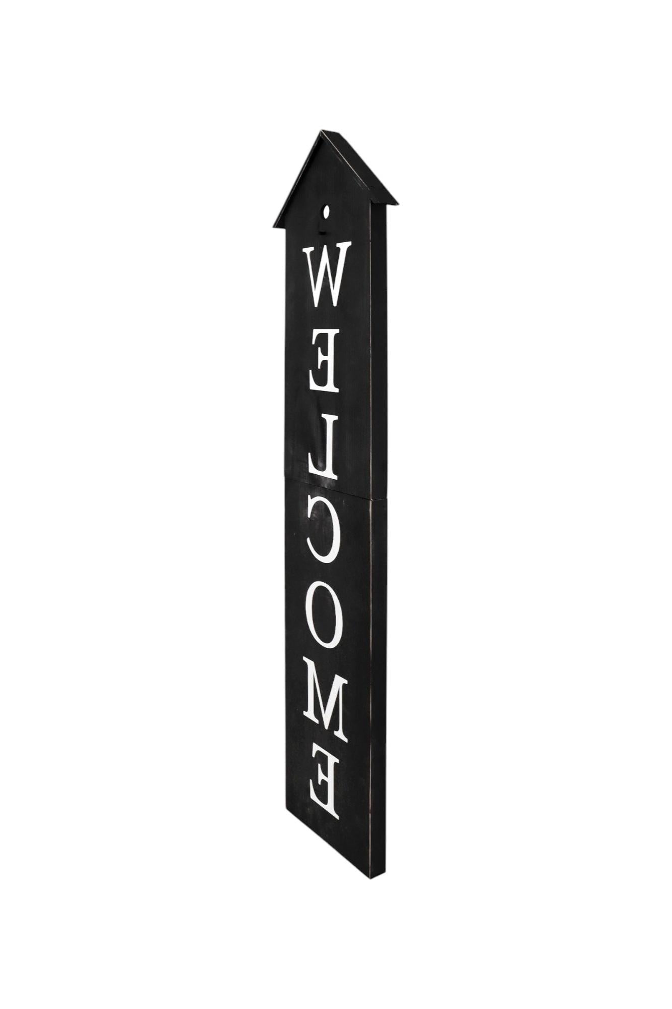 48" Black And White Solid Wood Birdhouse Welcome Porch Sign
