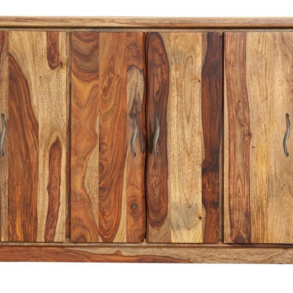 72" Brown Solid Wood Live Edge Sideboard with Six Doors