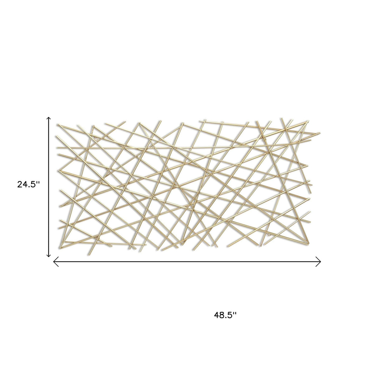 25" X 49" Gold Abstract Lines Metal Hanging Dimensional Sculpture