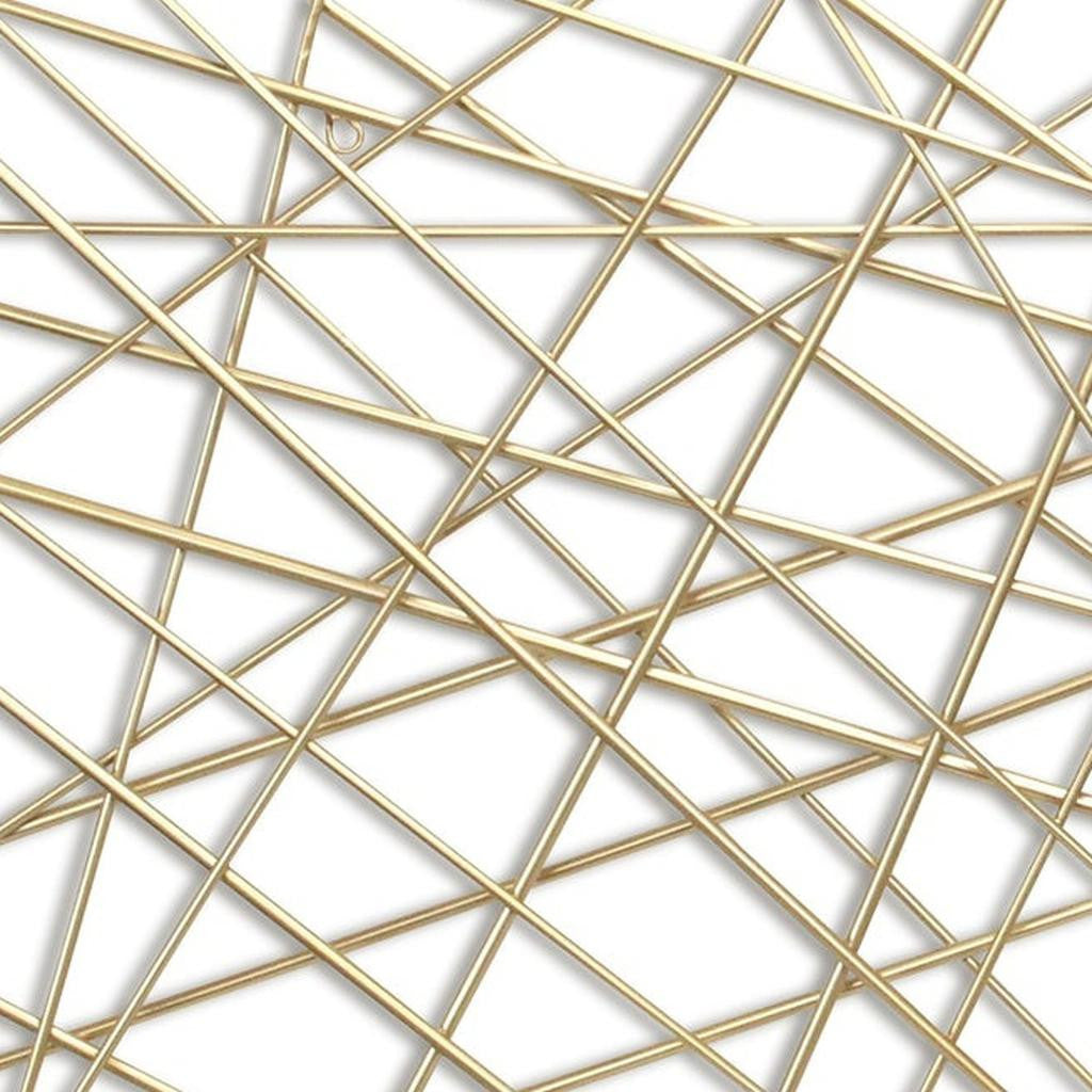 25" X 49" Gold Abstract Lines Metal Hanging Dimensional Sculpture