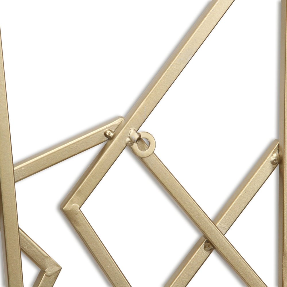 24" X 48" Gold Metal Abstract Lines Hanging Dimensional Sculpture