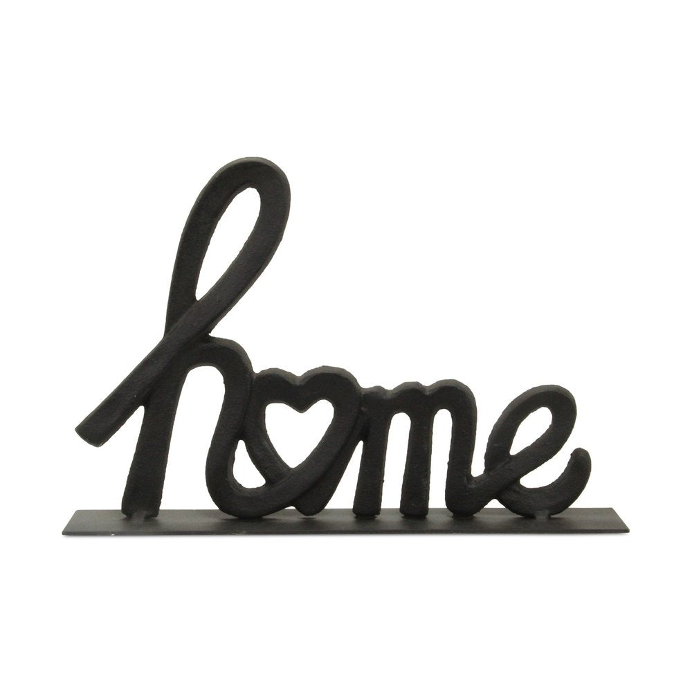 12" Black Cast Iron Home Hand Painted Tabletop Sculpture