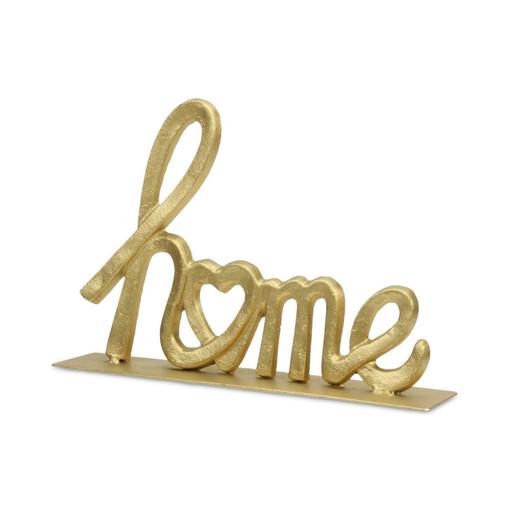 12" Gold Cast Iron Home Hand Painted Tabletop Sign