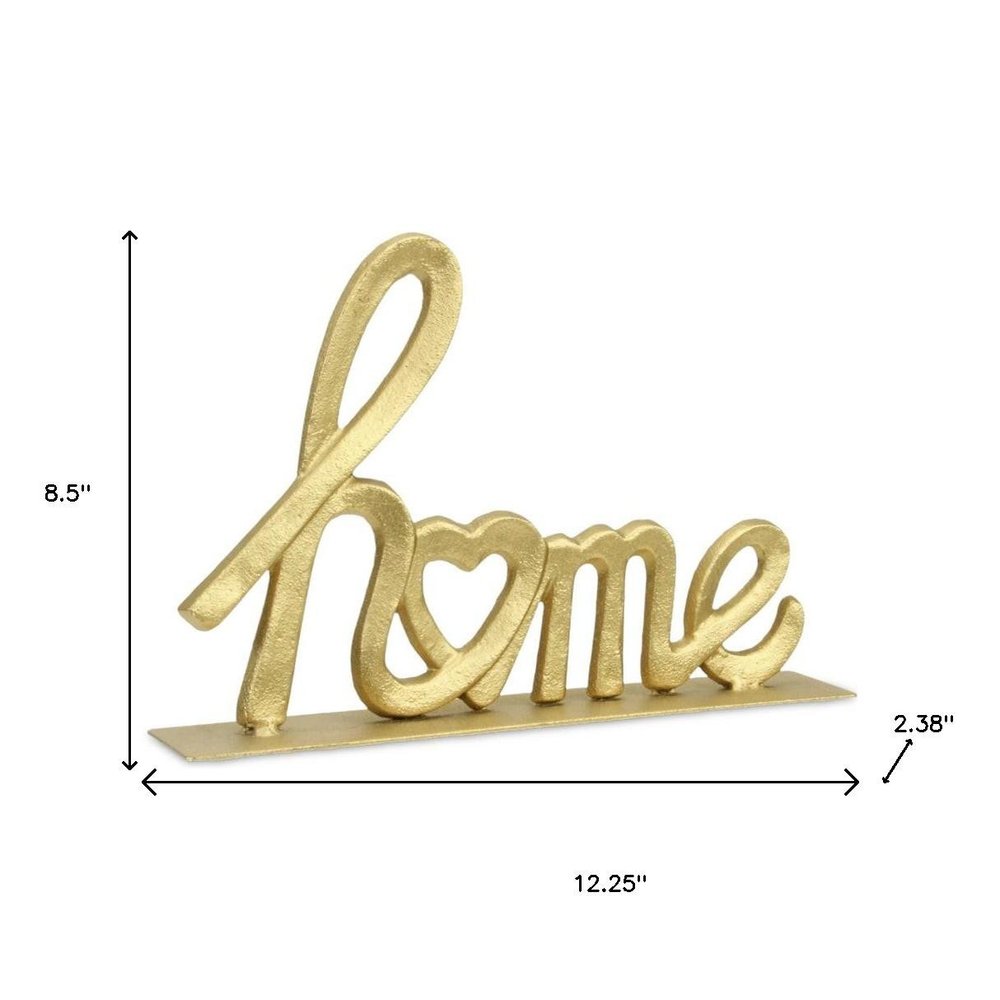 12" Gold Cast Iron Home Hand Painted Tabletop Sign