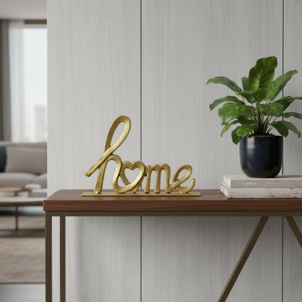 12" Gold Cast Iron Home Hand Painted Tabletop Sign
