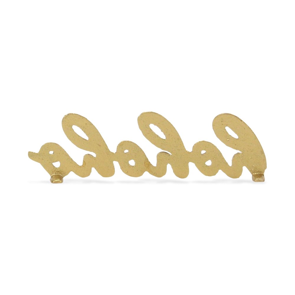 9" Gold Cast Iron Christmas Tabletop Sign