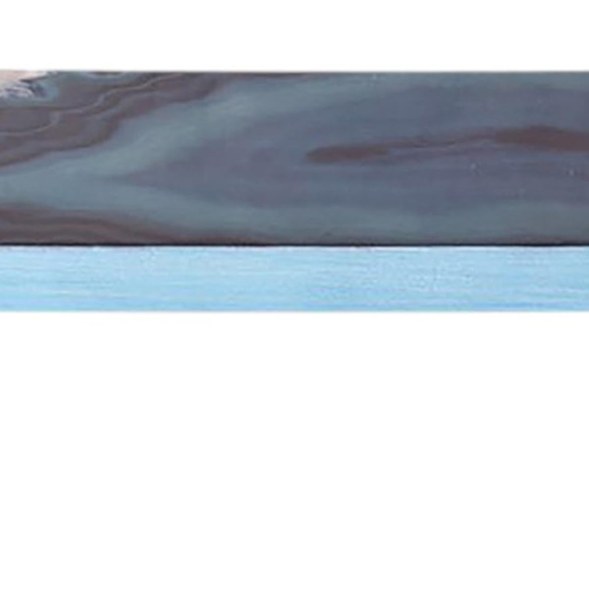 24" Blue And Natural Wood Agate Pattern Wall Mount Accent Shelf