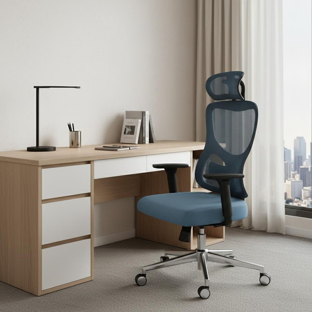 Black and Silver Adjustable Height Swivel Rolling Office Chair