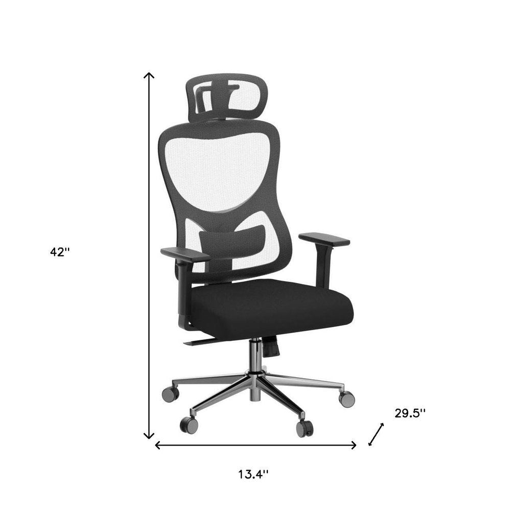 Black and Silver Adjustable Height Swivel Rolling Office Chair