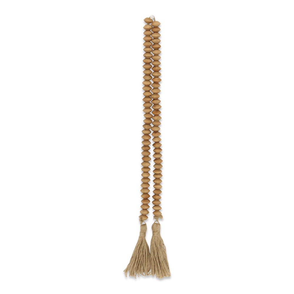 36" Brown Rope And Wood Hand Painted Decorative Tassel