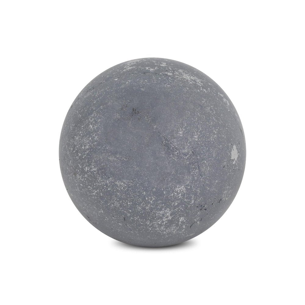 6" Silver Paper Mache Hand Painted Orb Decorative Orb
