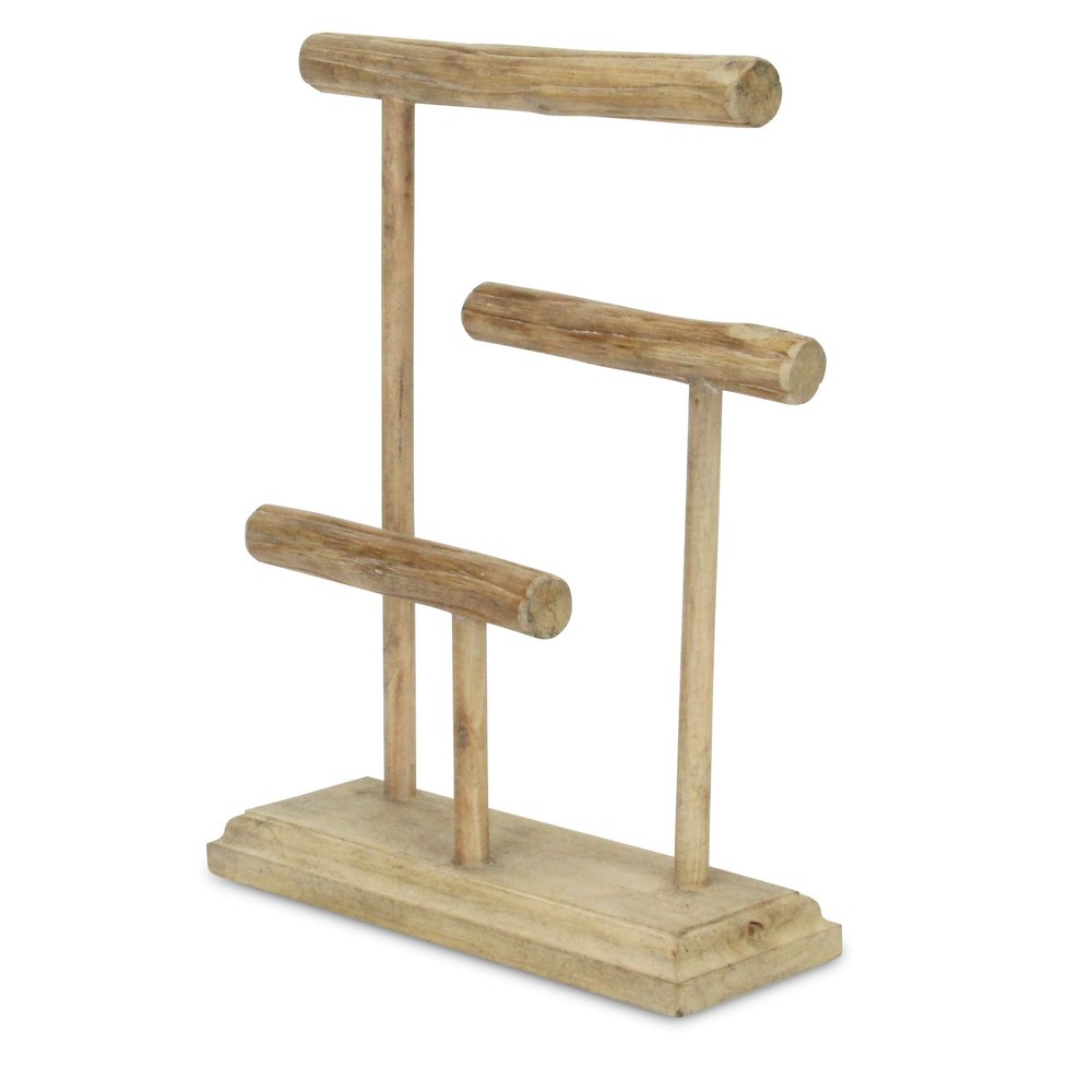 14" Brown Drift Wood Three Tier Decorative Jewelry Holder