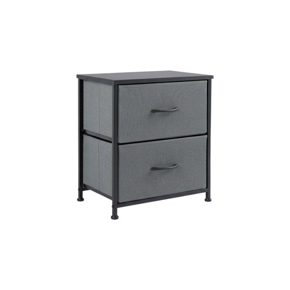 Set of Two 20" Gray Iron and Wood Woven Texture Four Drawer Nightstand