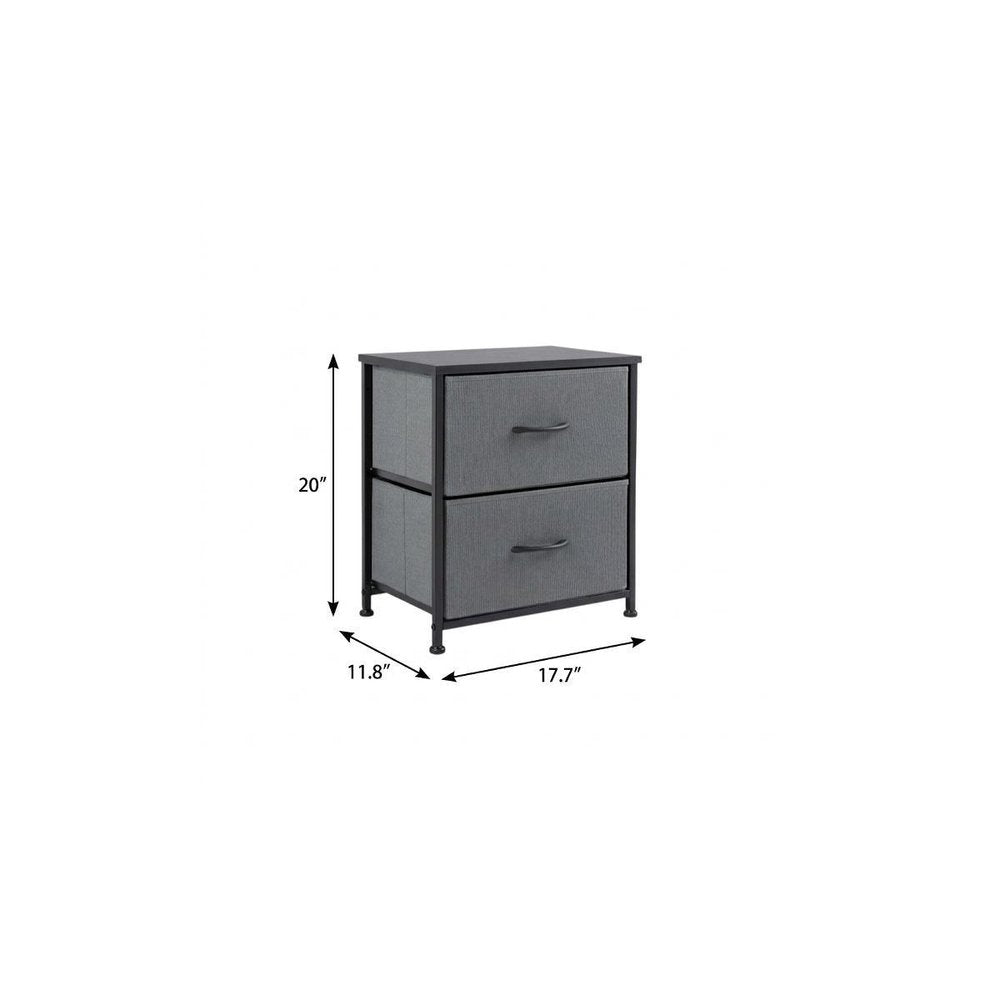 Set of Two 20" Gray Iron and Wood Woven Texture Four Drawer Nightstand