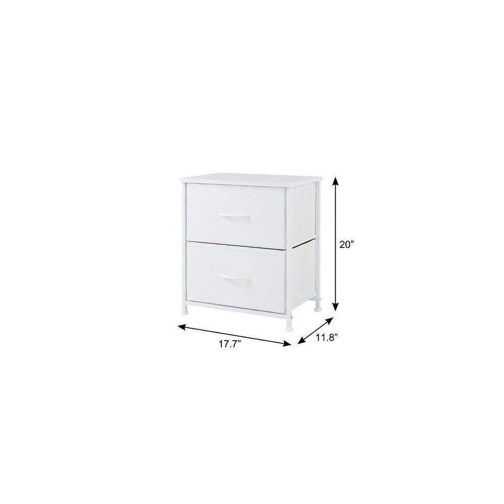 Set of Two 20" White Iron and Wood Two Drawer Nightstand