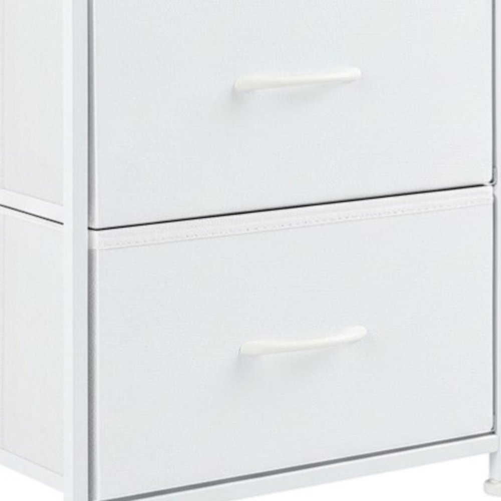 20" White Iron and Wood Woven Texture Two Drawer Nightstand