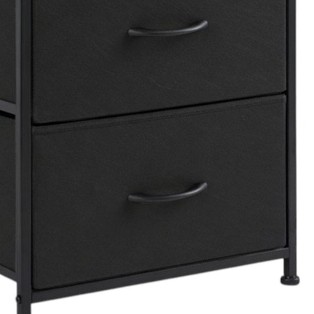 20" Black Iron and Wood Two Drawer Nightstand