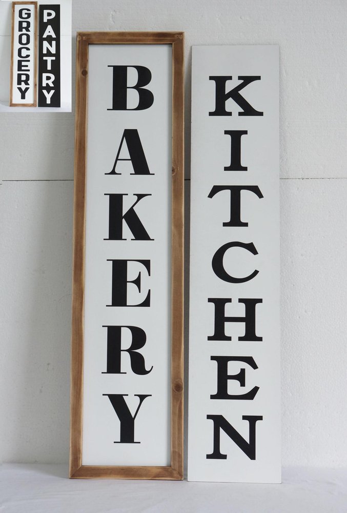 11" X 26" Black Brown And White Reversible Kitchen Wood Hanging Wall Decor