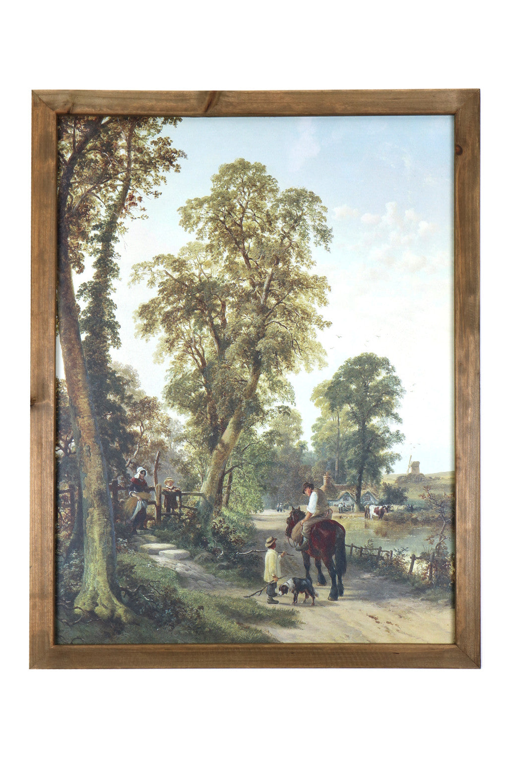 24" X 19" Green And Brown Horse Trail Landscape Wood Framed Art