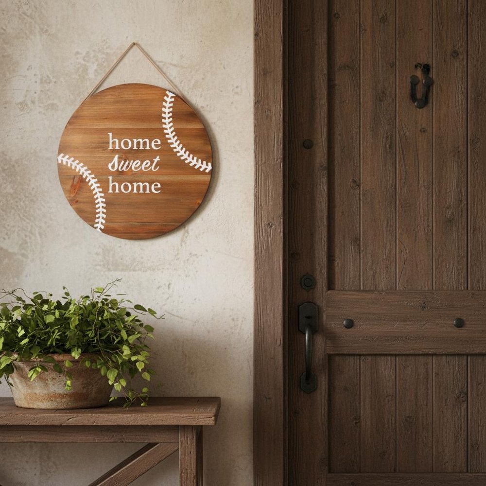 Set of Two Brown And White Home Sweet Home Wood Wall Decor