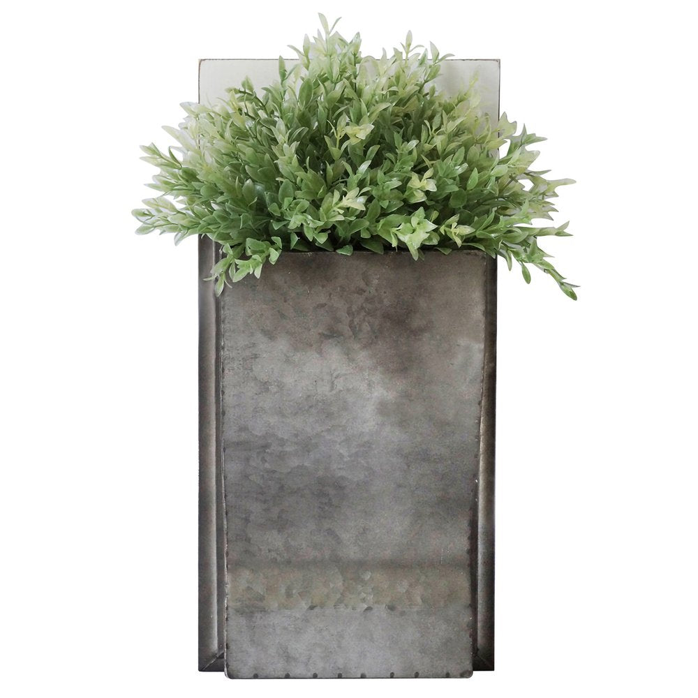 19" X 8" Silver And Green Wood Hanging Wall Decor