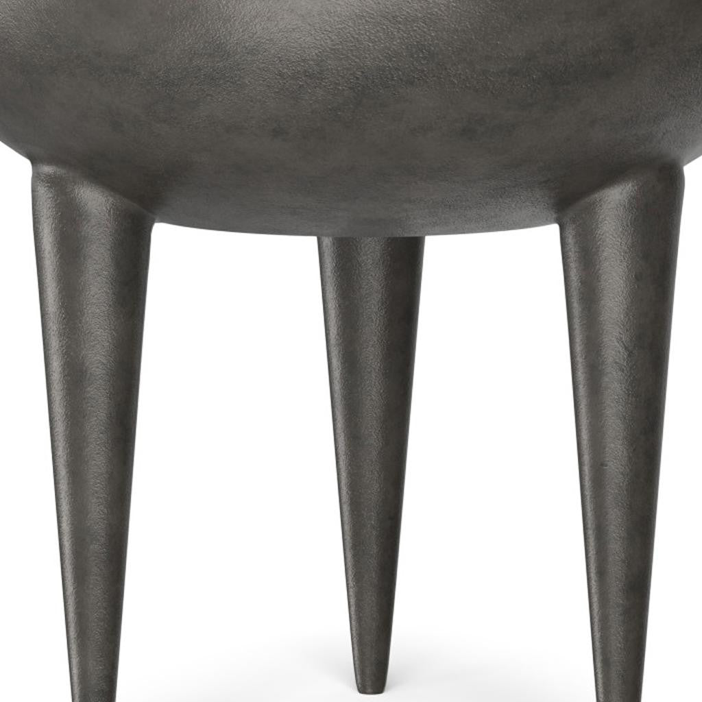 18" Matte Graphite Distressed Aluminum Round End Table