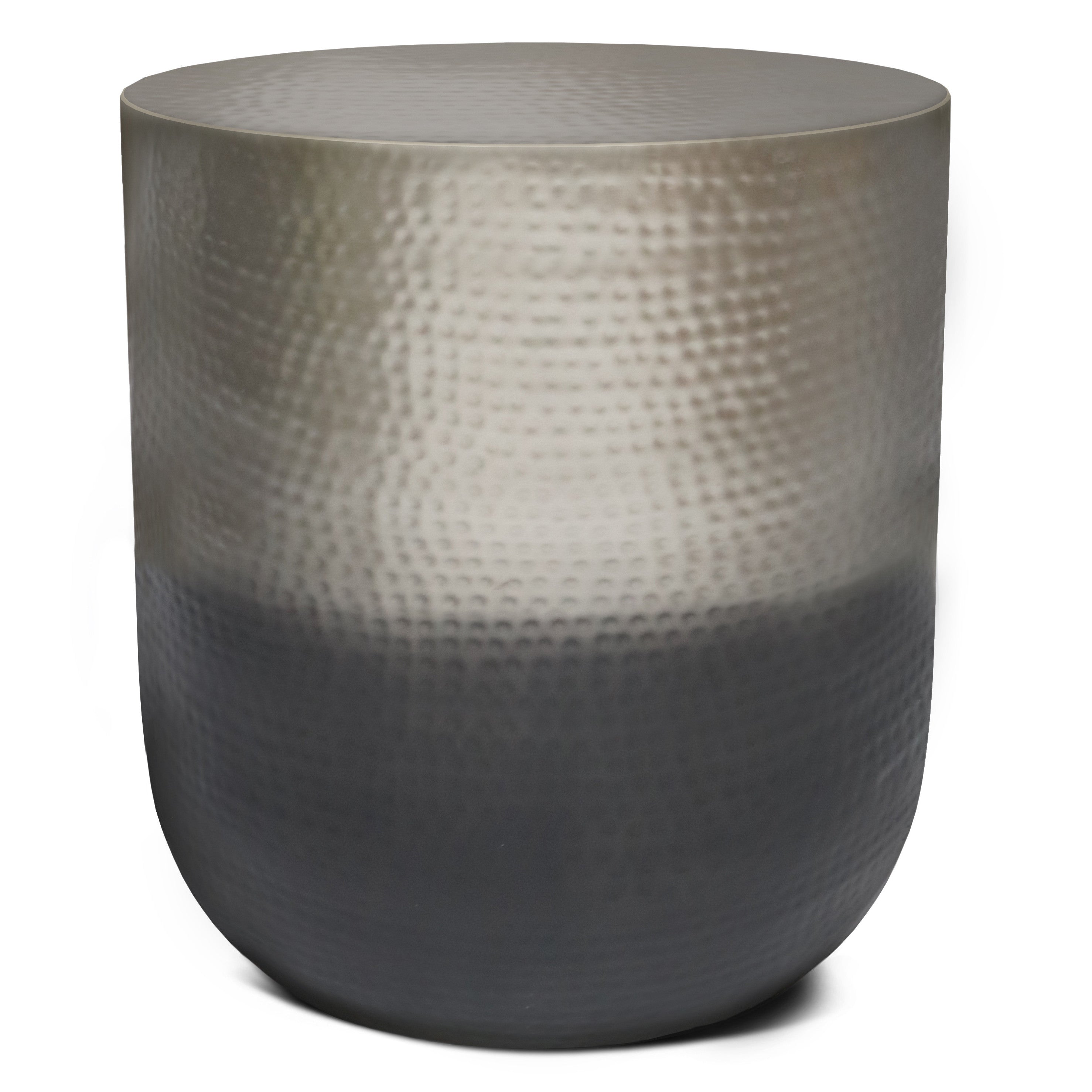 22" Glossy Silver Iron Round End Table