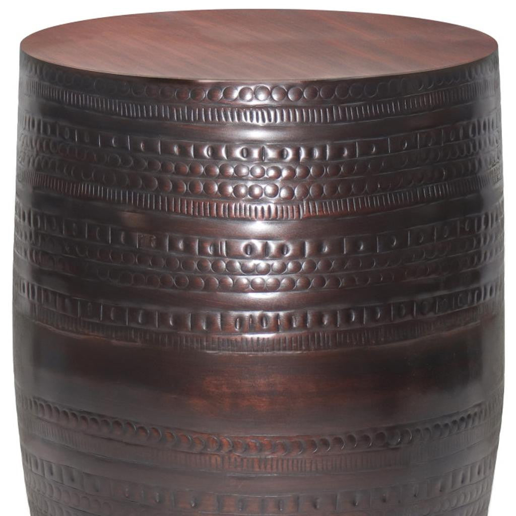 20" Bronze Bronze Iron Round Drum End Table